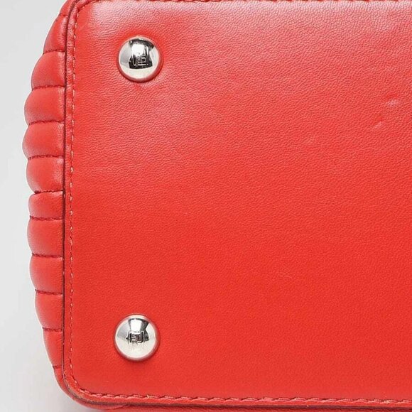Fendi Red Quilted Lambskin Leather Dotcom Click Small Shoulder Bag - Picture 2 of 12